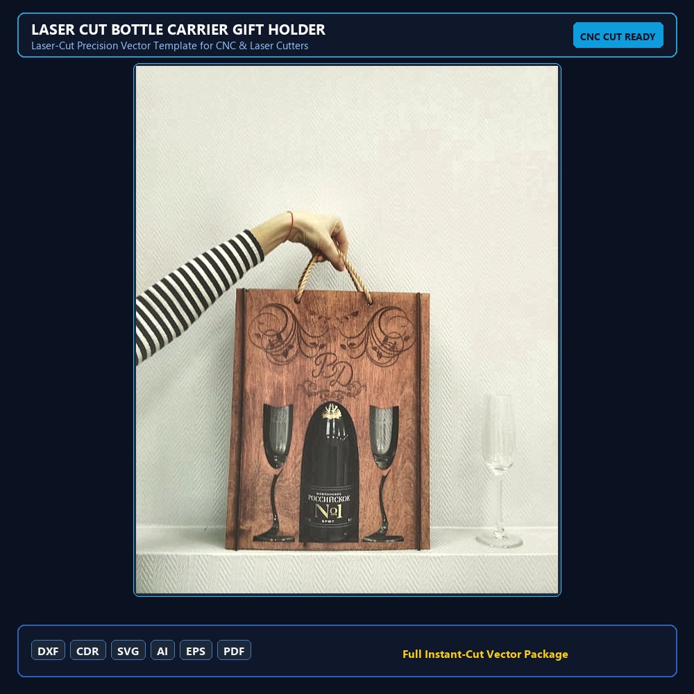 Laser Cut Bottle Carrier Gift Holder
