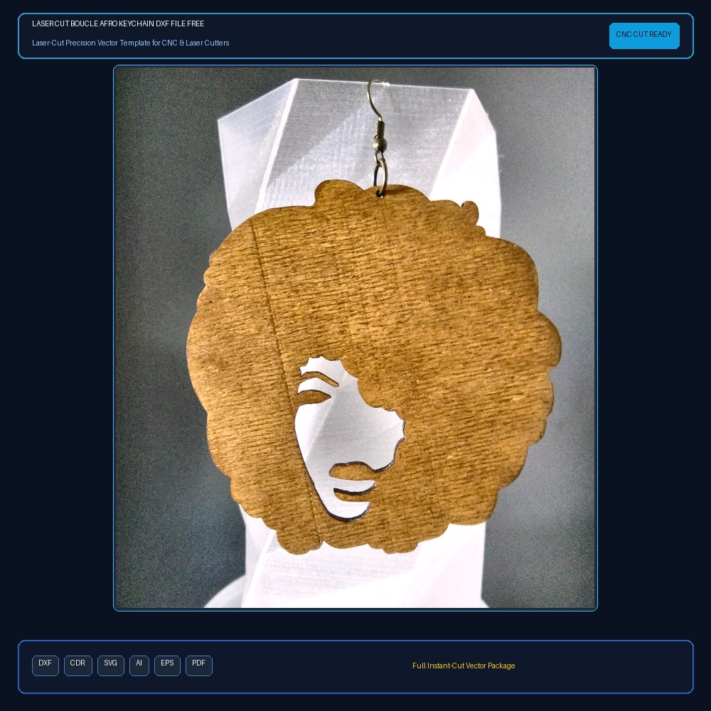 Laser Cut Boucle Afro Keychain DXF File Free Download - 3axis.co