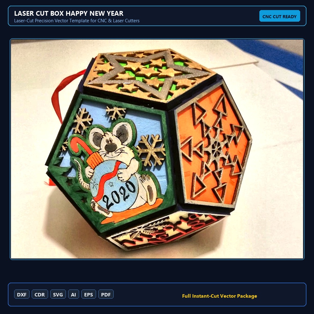 Laser Cut Box Happy New Year