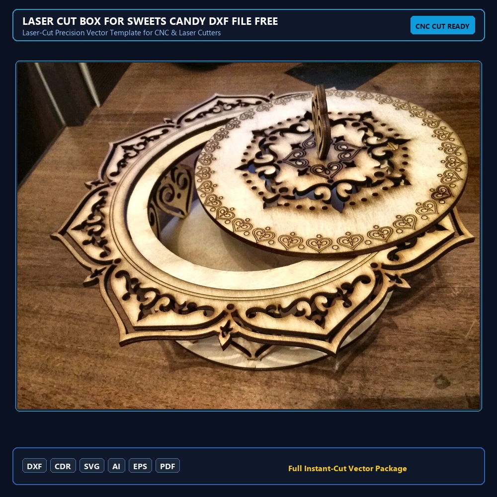Laser Cut Box for Sweets Candy DXF File Free Download - 3axis.co
