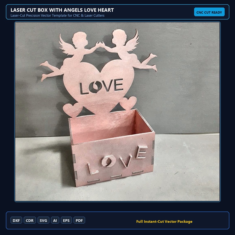Laser Cut Box with Angels Love Heart