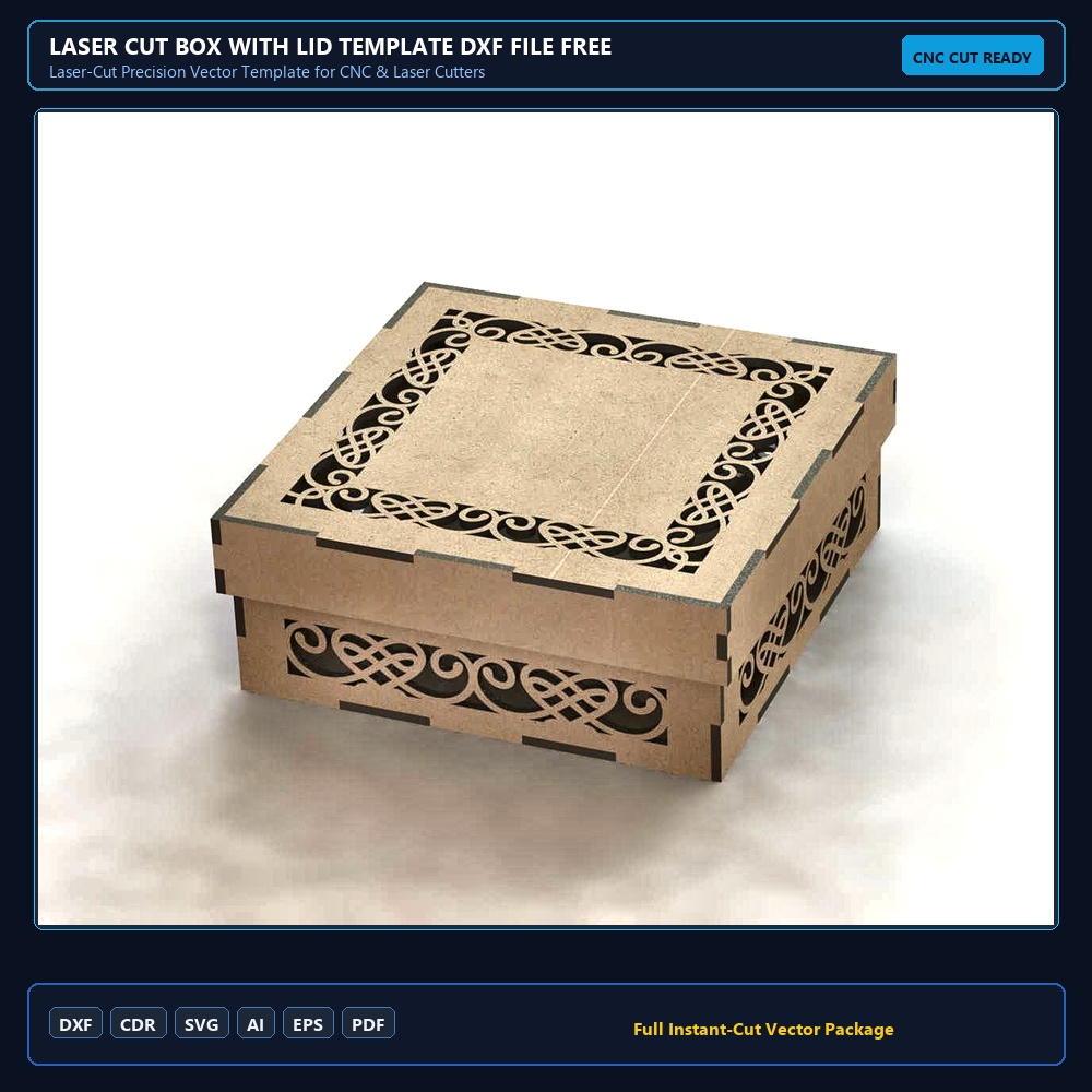 Laser Cut Box with Lid Template DXF File Free Download - 3axis.co
