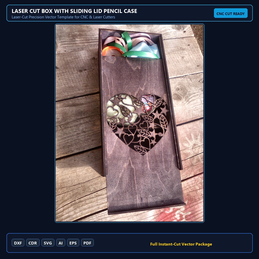 Laser Cut Box with Sliding Lid Pencil Case