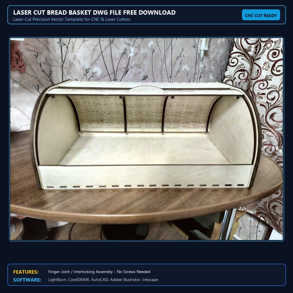 Laser Cut Bread Basket DWG File Free Download - 3axis.co View 3