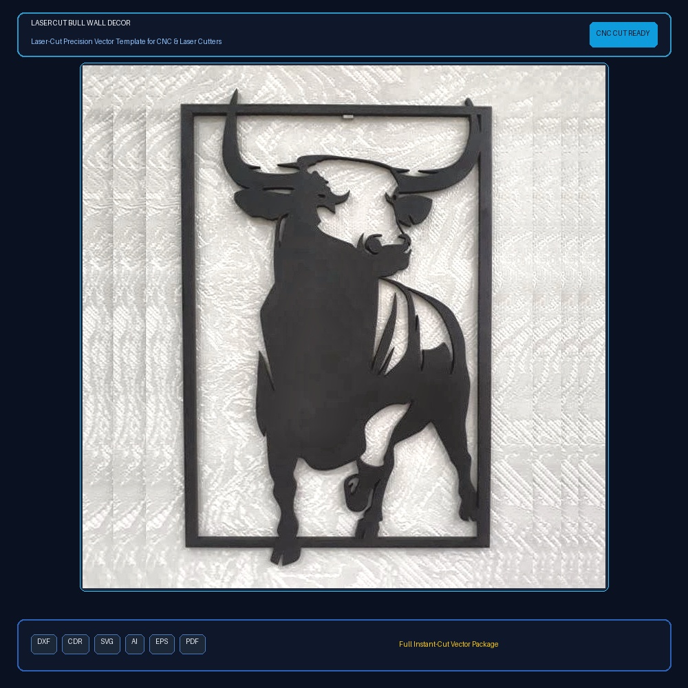 Laser Cut Bull Wall Decor