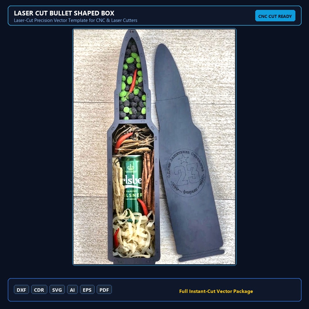 Laser Cut Bullet Shaped Box