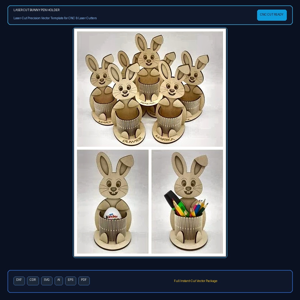 Laser Cut Bunny Pen Holder