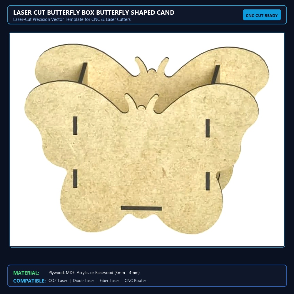 Laser Cut Butterfly Box Butterfly Shaped Candy Holder MDF Butterfly Centerpiece Cachepot View 2