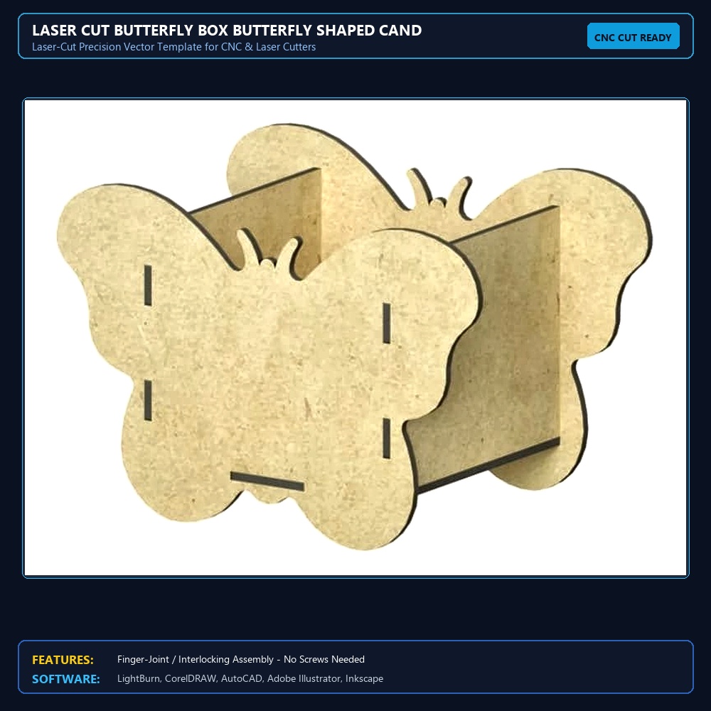Laser Cut Butterfly Box Butterfly Shaped Candy Holder MDF Butterfly Centerpiece Cachepot View 3