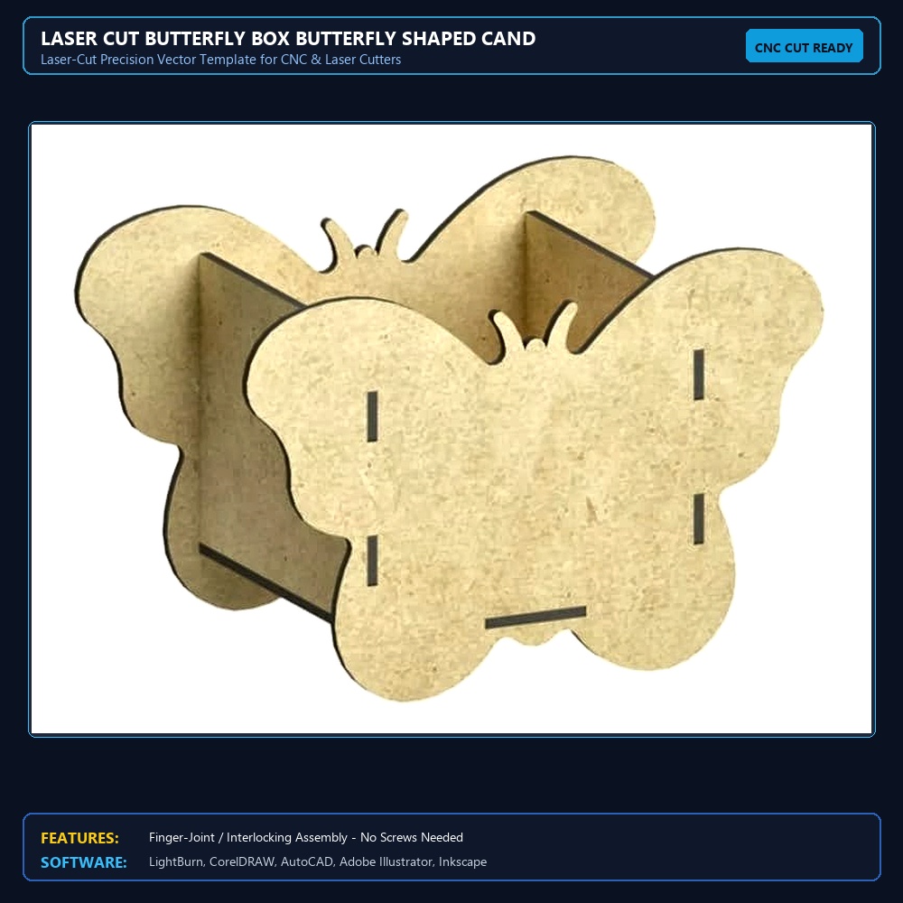 Laser Cut Butterfly Box Butterfly Shaped Candy Holder MDF Butterfly Centerpiece Cachepot View 4