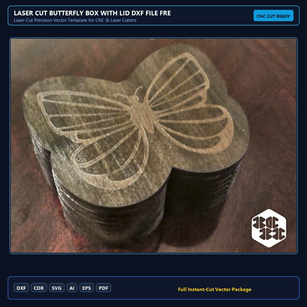 Laser Cut Butterfly Box With Lid DXF File Free Download - 3axis.co