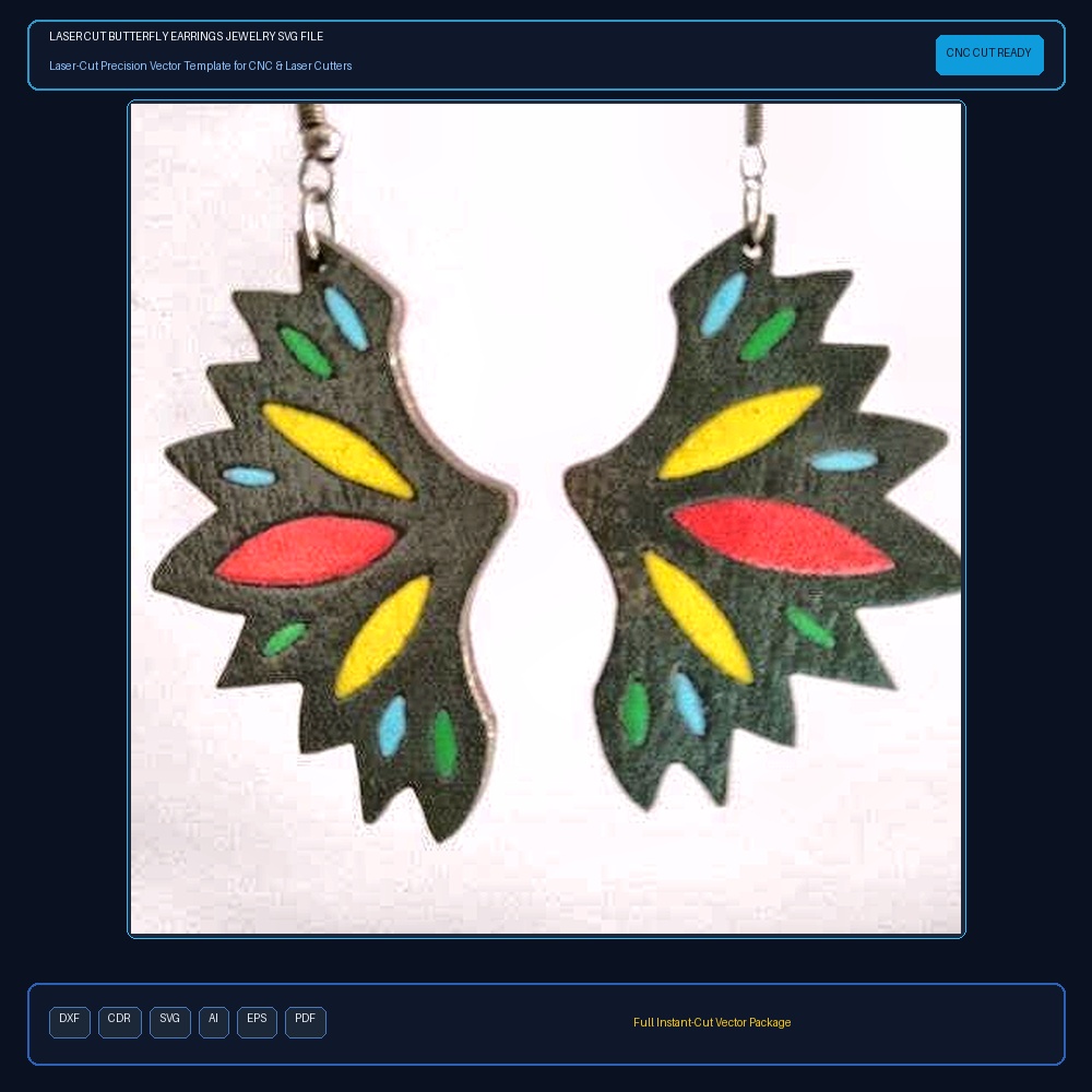 Laser Cut Butterfly Earrings Jewelry SVG File Free Download - 3axis.co