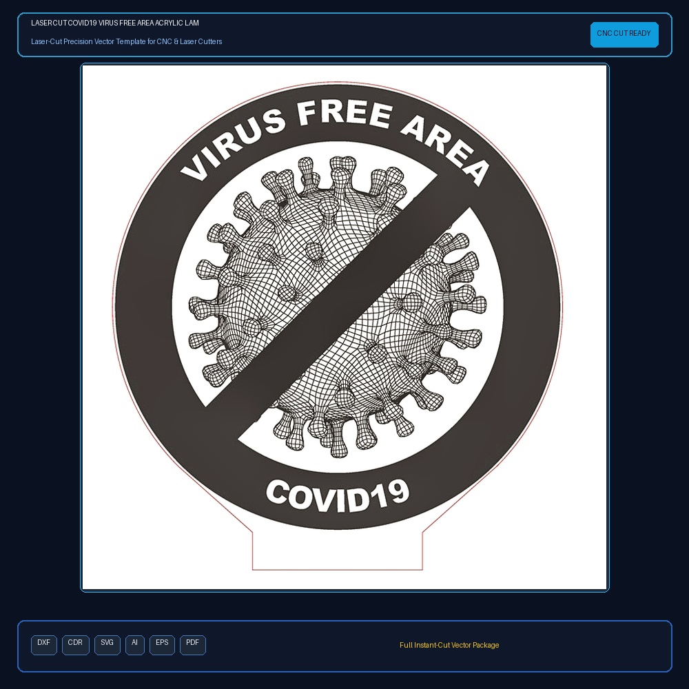 Laser Cut COVID19 Virus Free Area Acrylic Lamp