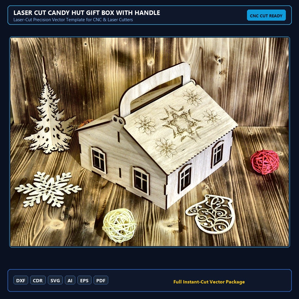 Laser Cut Candy Hut Gift Box with Handle
