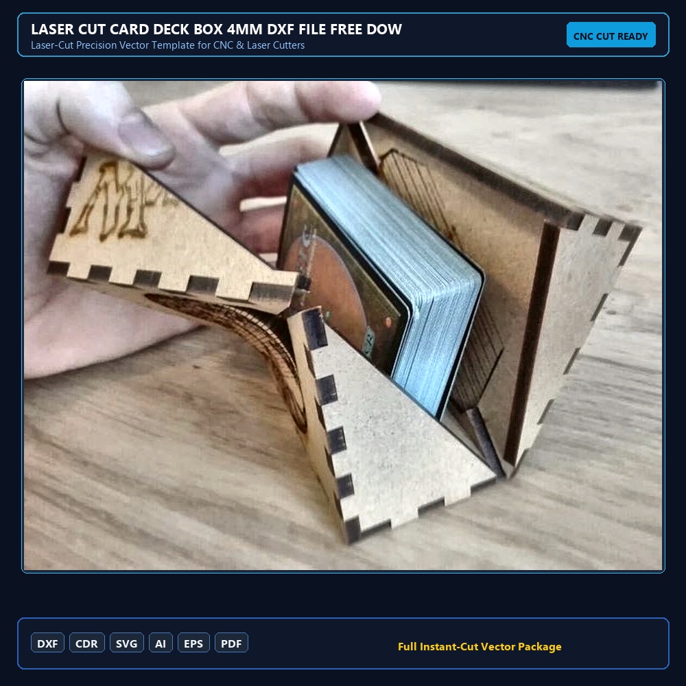 Laser Cut Card Deck Box 4mm DXF File Free Download - 3axis.co