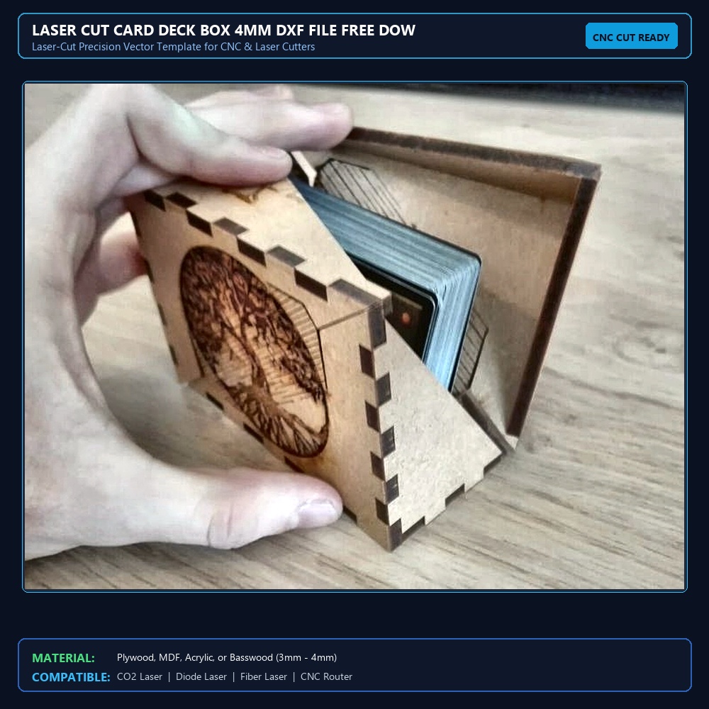 Laser Cut Card Deck Box 4mm DXF File Free Download - 3axis.co View 2