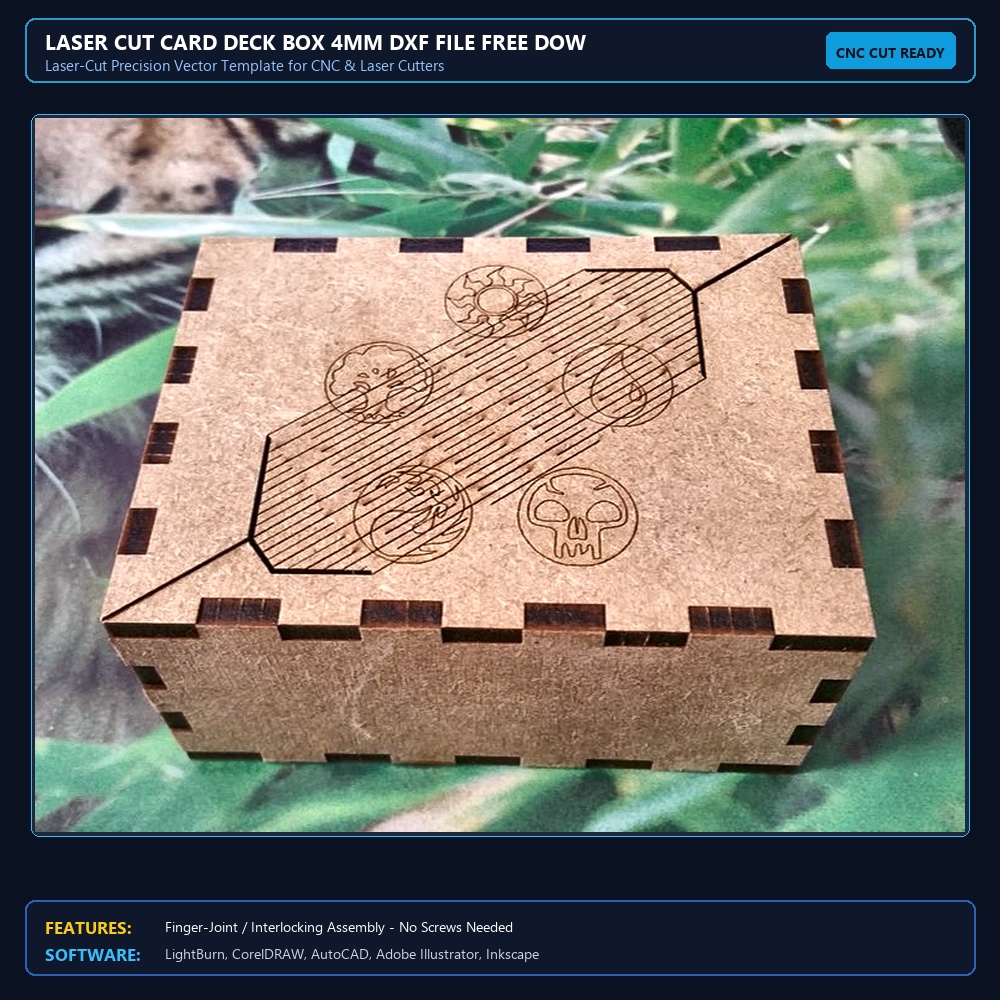 Laser Cut Card Deck Box 4mm DXF File Free Download - 3axis.co View 4
