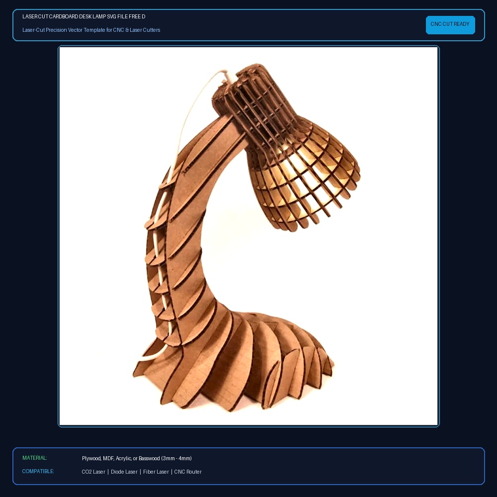 Laser Cut Cardboard Desk Lamp SVG File Free Download - 3axis.co View 2