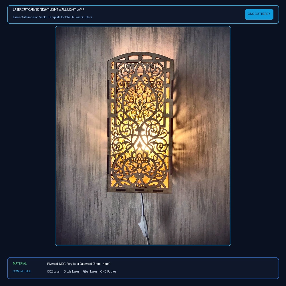 Laser Cut Carved Night Light Wall Light Lamp View 2