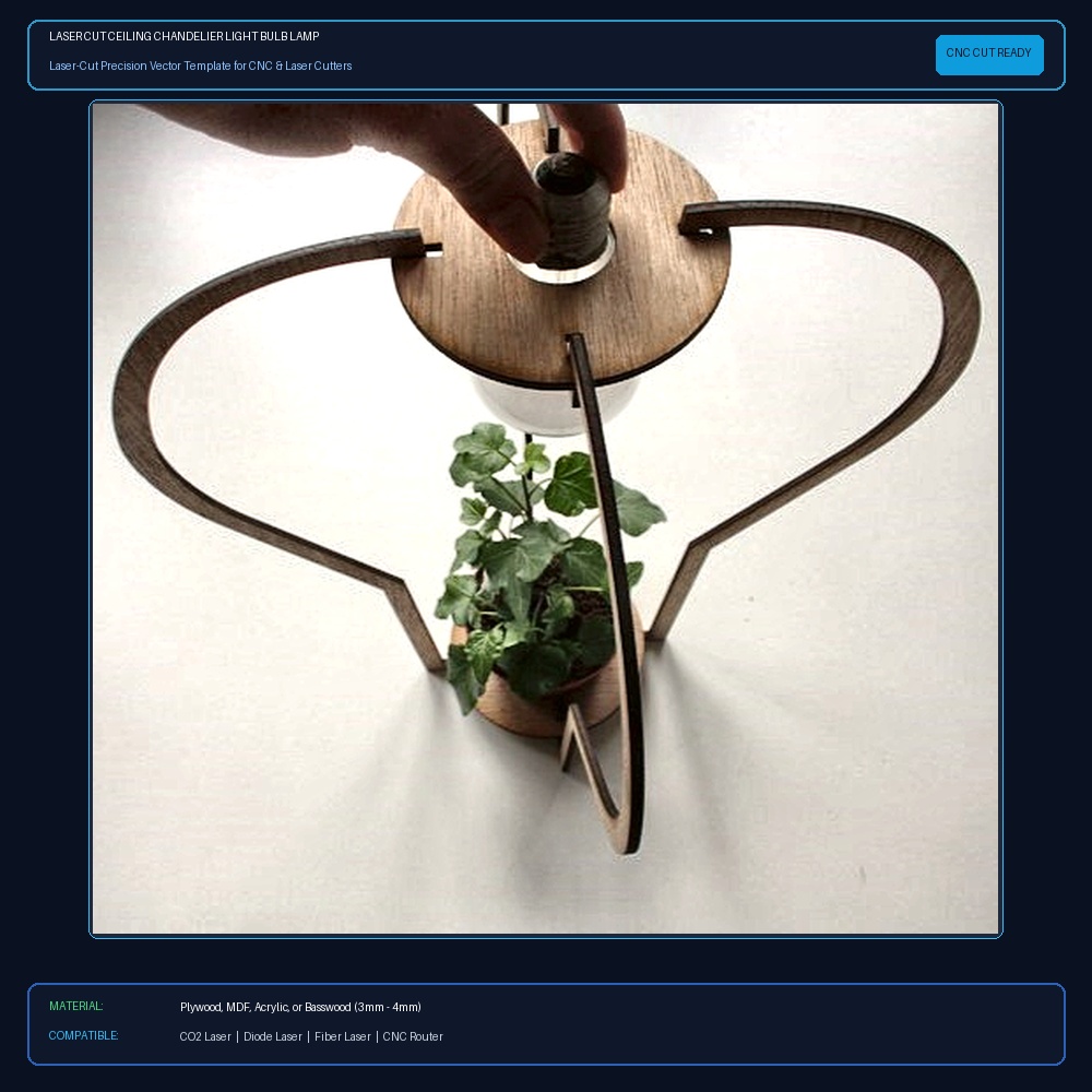 Laser Cut Ceiling Chandelier Light Bulb Lamp View 2