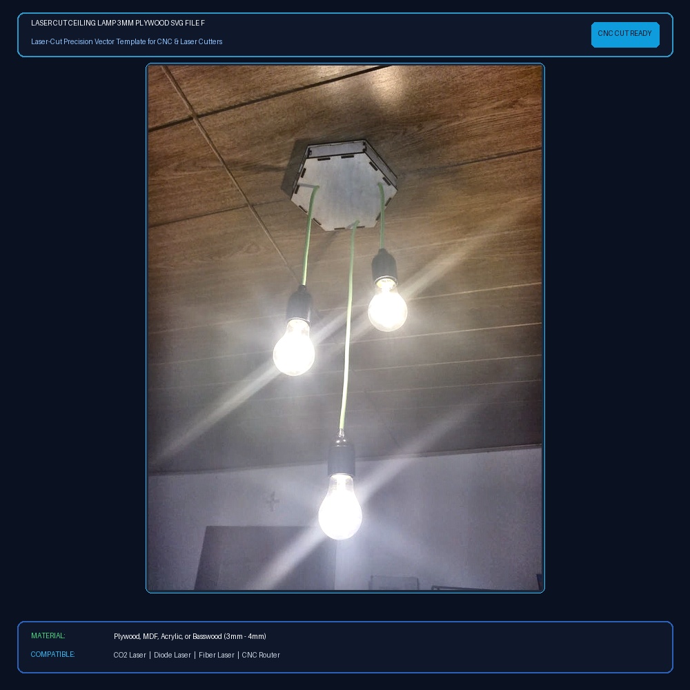 Laser Cut Ceiling Lamp 3mm Plywood SVG File Free Download - 3axis.co View 2
