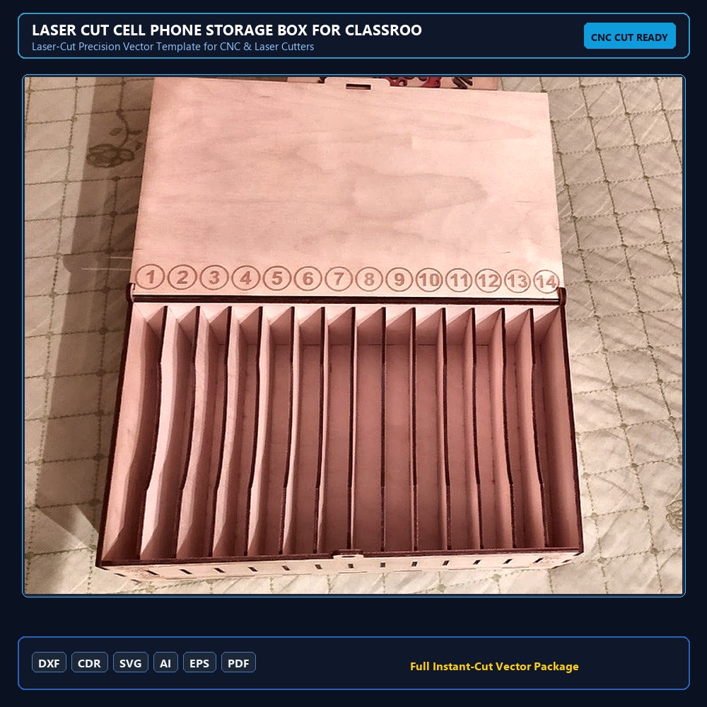 Laser Cut Cell Phone Storage Box For Classroom