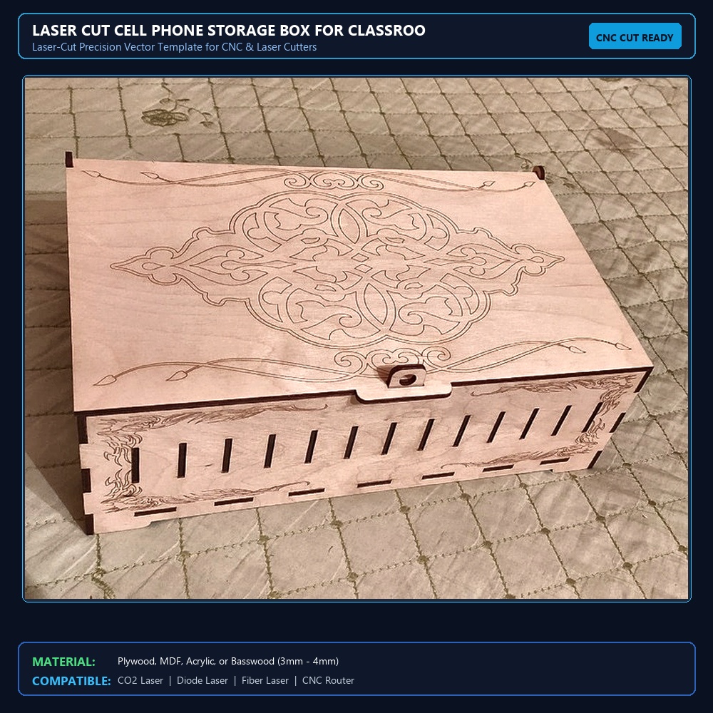 Laser Cut Cell Phone Storage Box For Classroom View 2