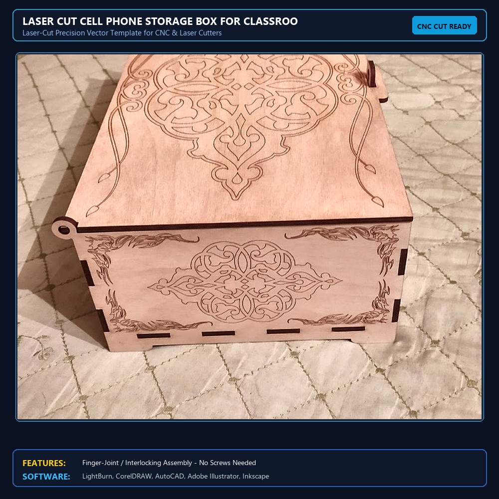 Laser Cut Cell Phone Storage Box For Classroom View 3
