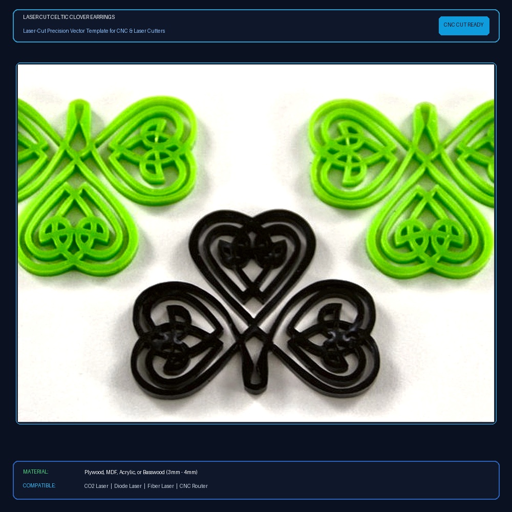 Laser Cut Celtic Clover Earrings View 2
