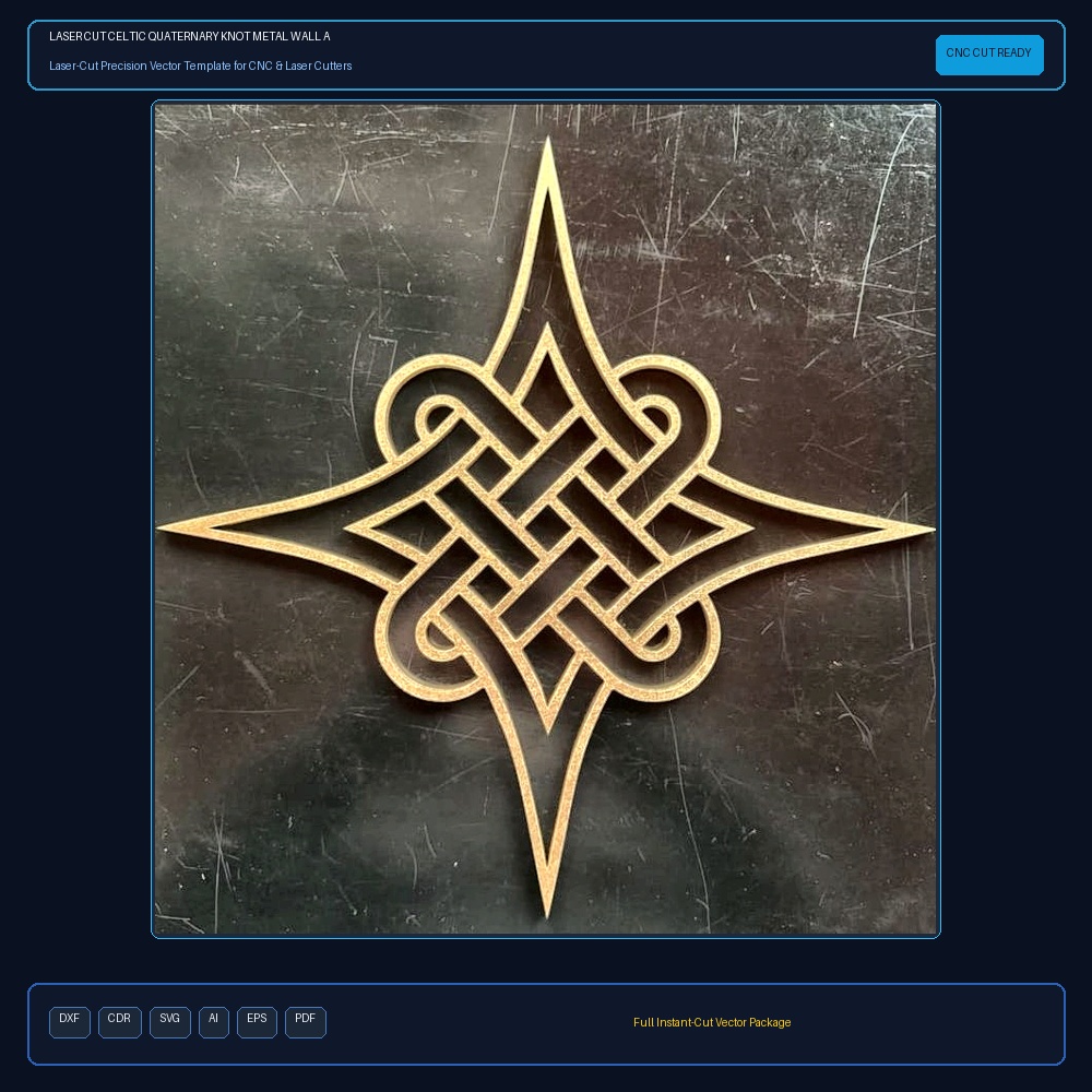 Laser Cut Celtic Quaternary Knot Metal Wall Art, Celtic Symbol Wall Decor