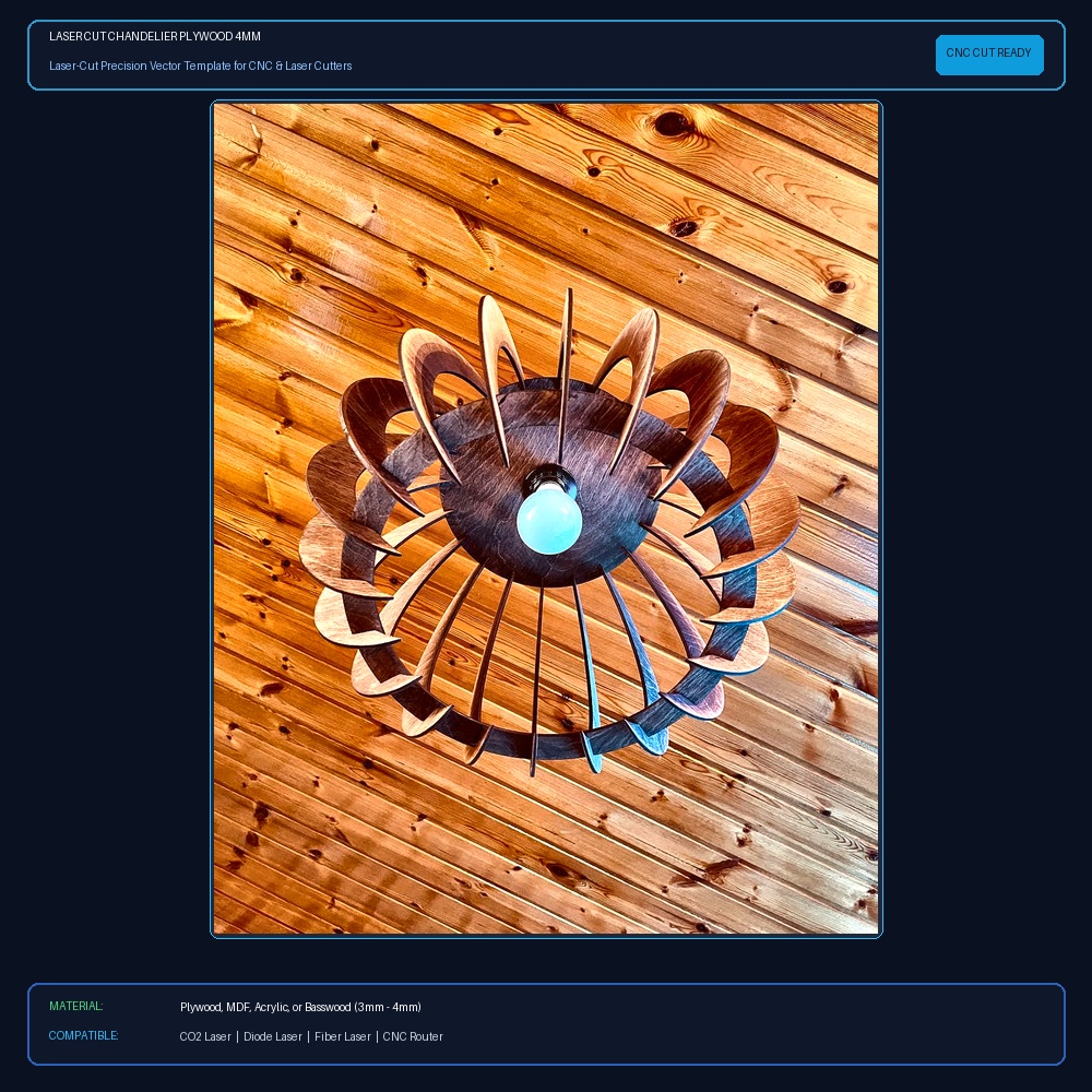 Laser Cut Chandelier Plywood 4mm View 2