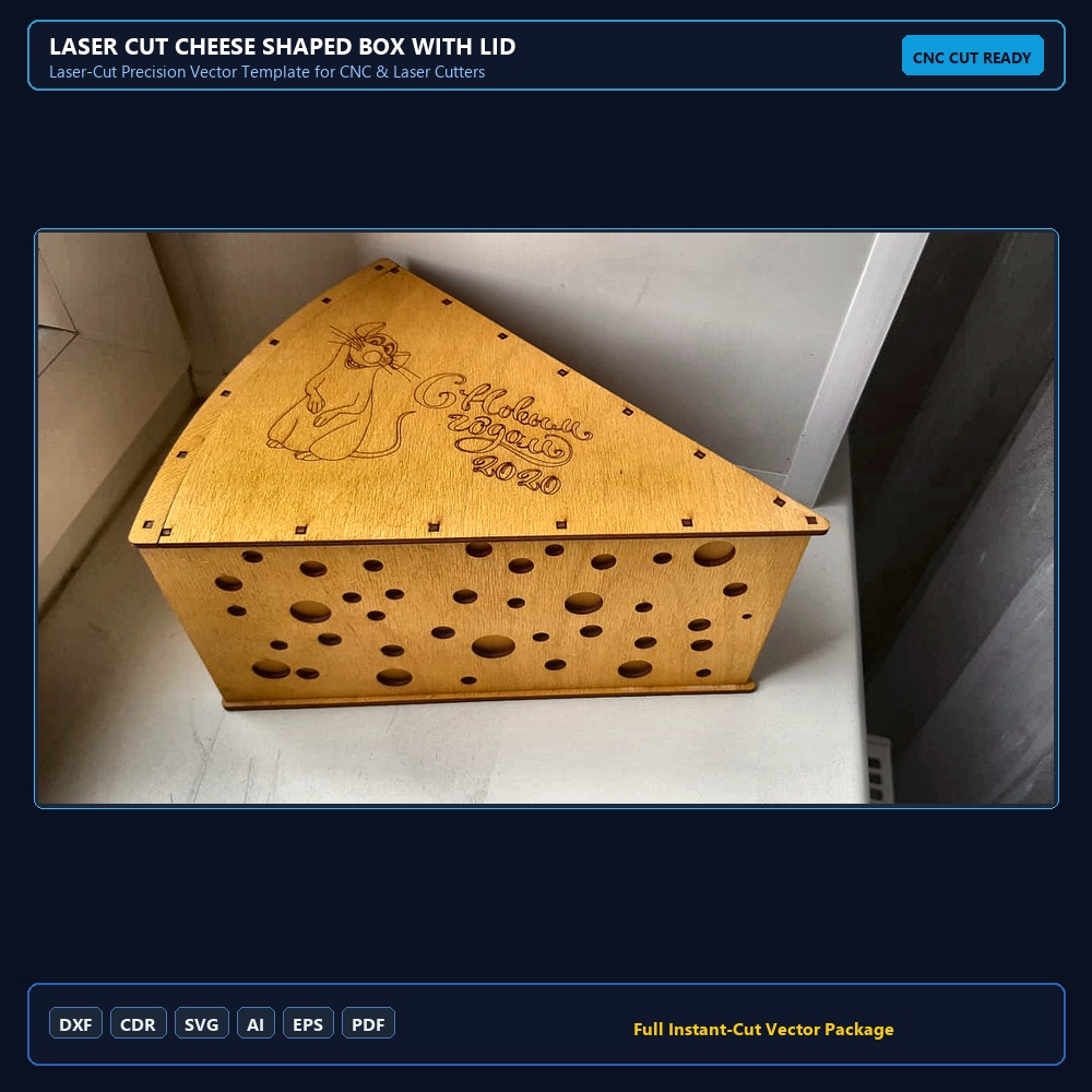 Laser Cut Cheese Shaped Box with Lid