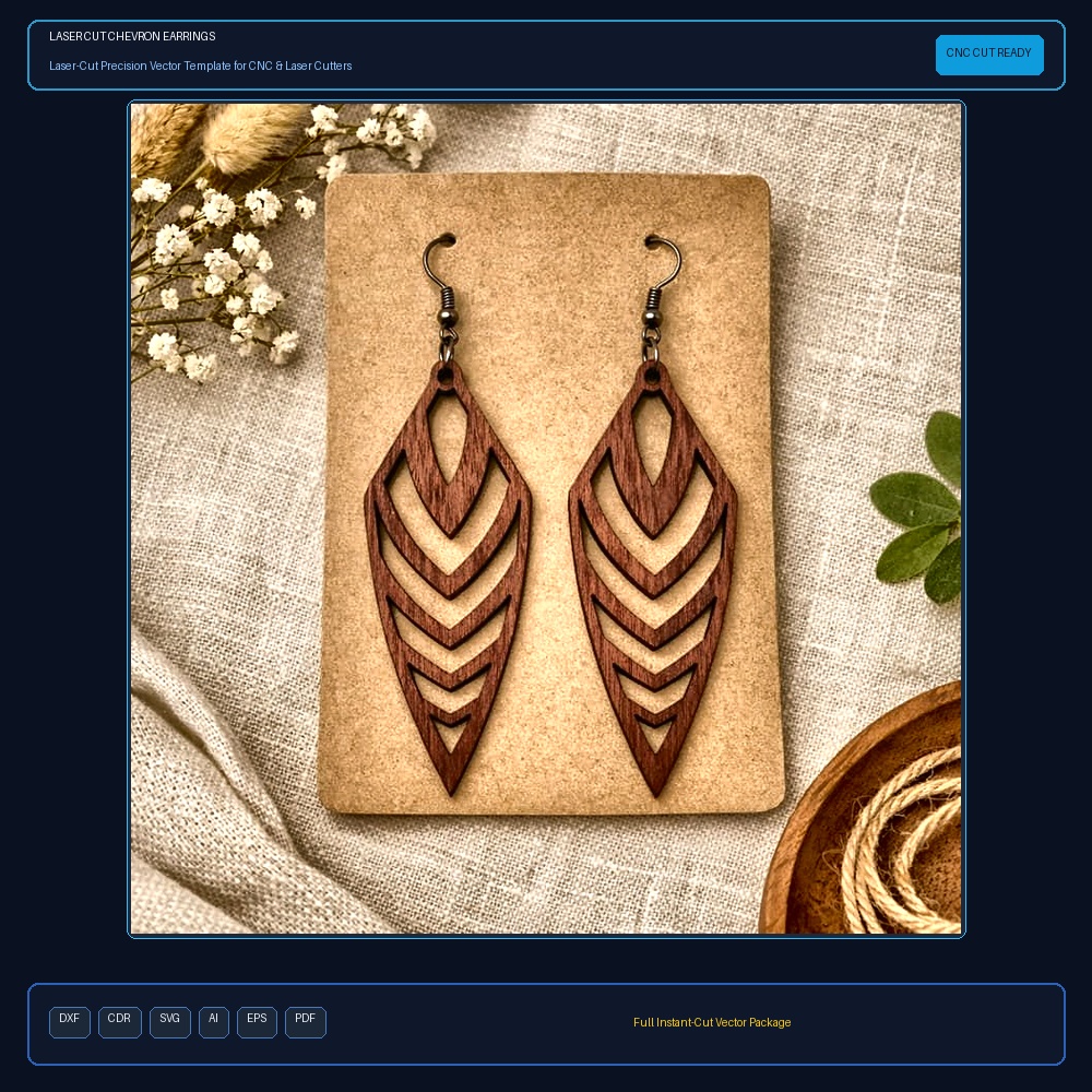 Laser Cut Chevron Earrings