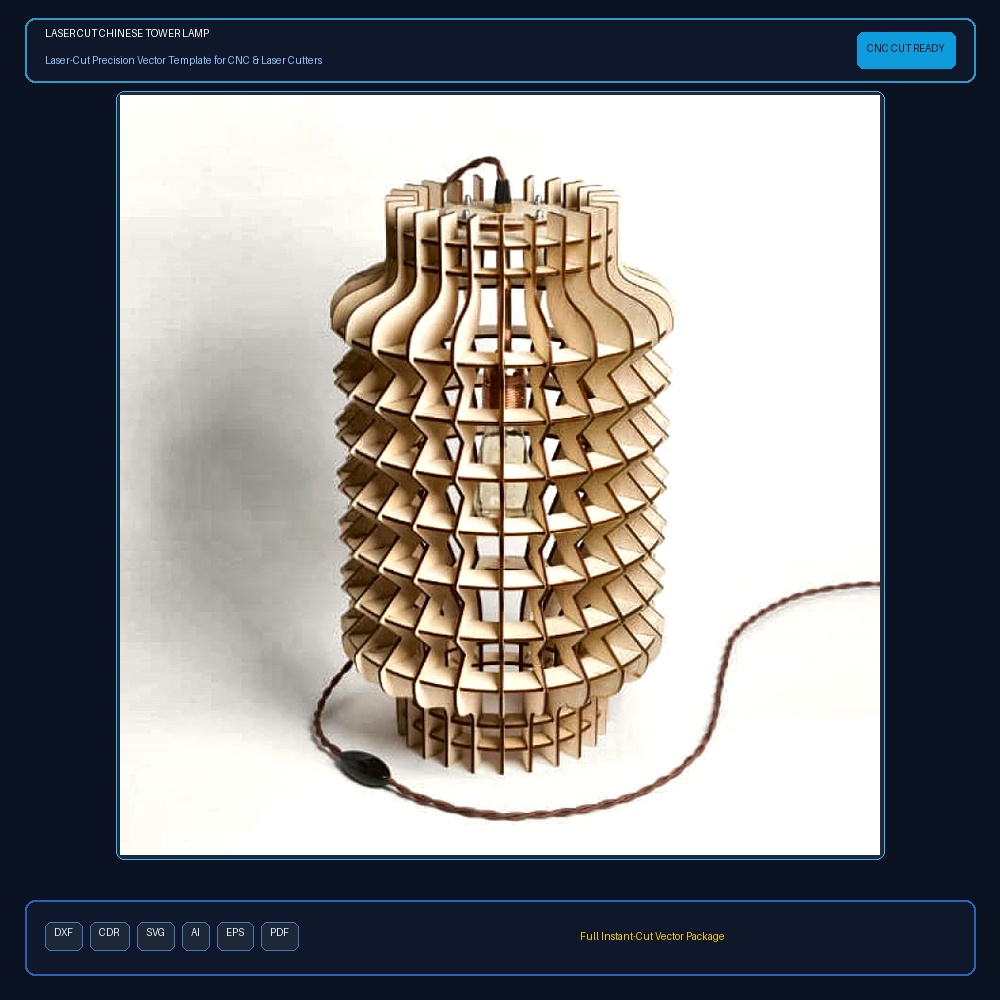 Laser Cut Chinese Tower Lamp