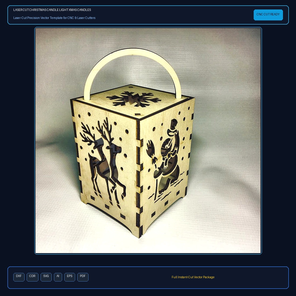 Laser Cut Christmas Candle Light Xmas Candlestick Lamp