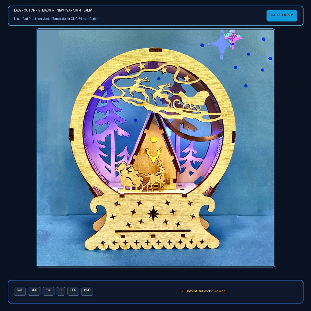 Laser Cut Christmas Gift New Year Night Lamp