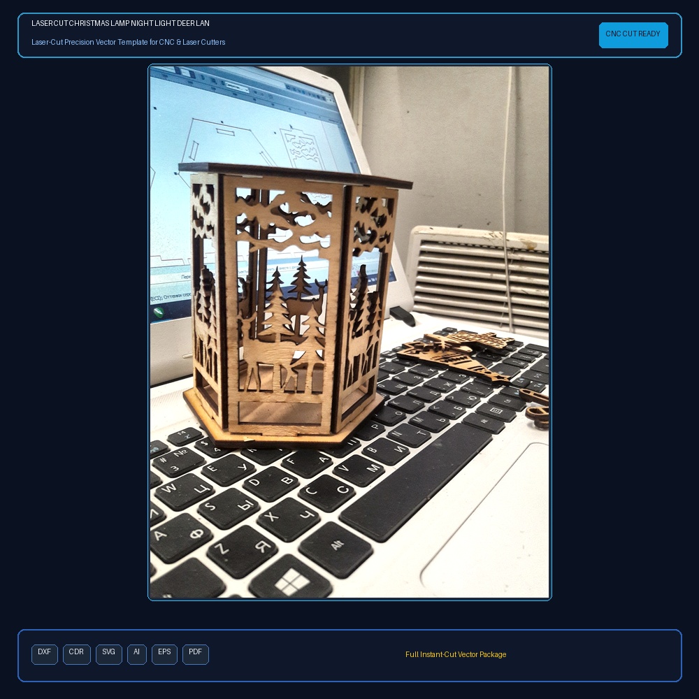 Laser Cut Christmas Lamp Night Light Deer Lantern 3mm Plywood