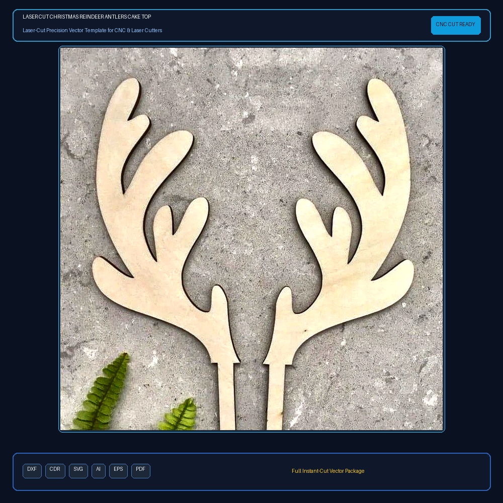 Laser Cut Christmas Reindeer Antlers Cake Topper