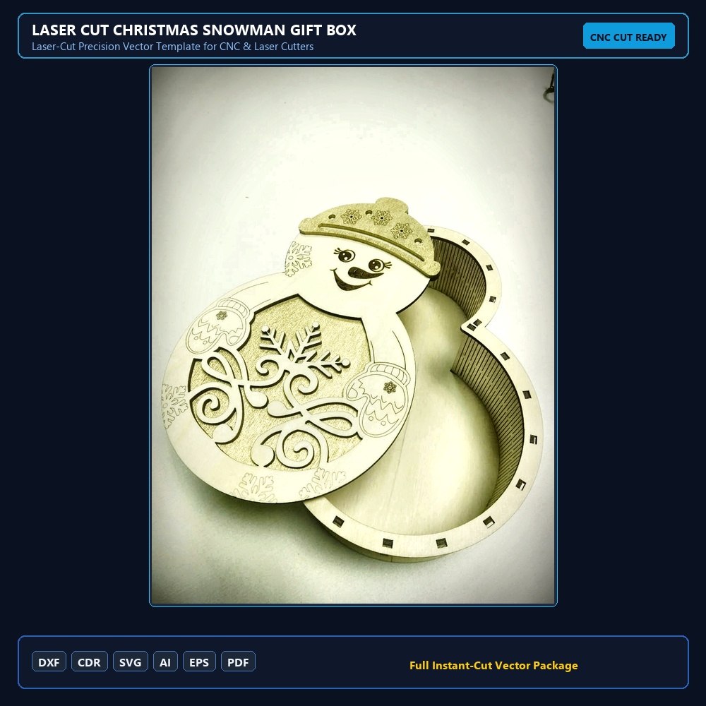 Laser Cut Christmas Snowman Gift Box