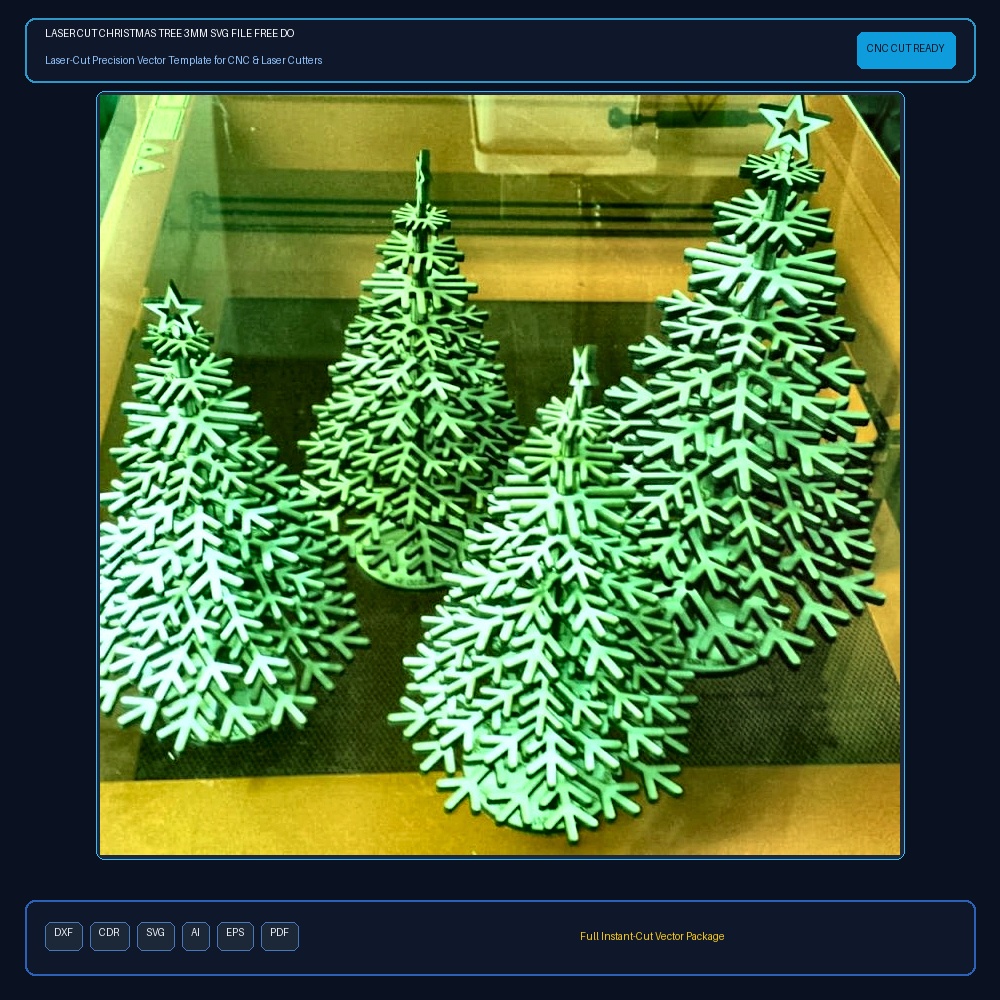 Laser Cut Christmas Tree 3mm SVG File Free Download - 3axis.co