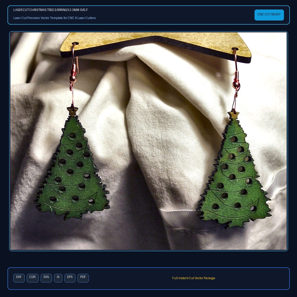 Laser Cut Christmas Tree Earrings 2-3mm SVG File Free Download - 3axis.co