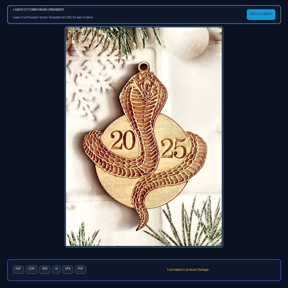 Laser Cut Cobra Snake Ornament
