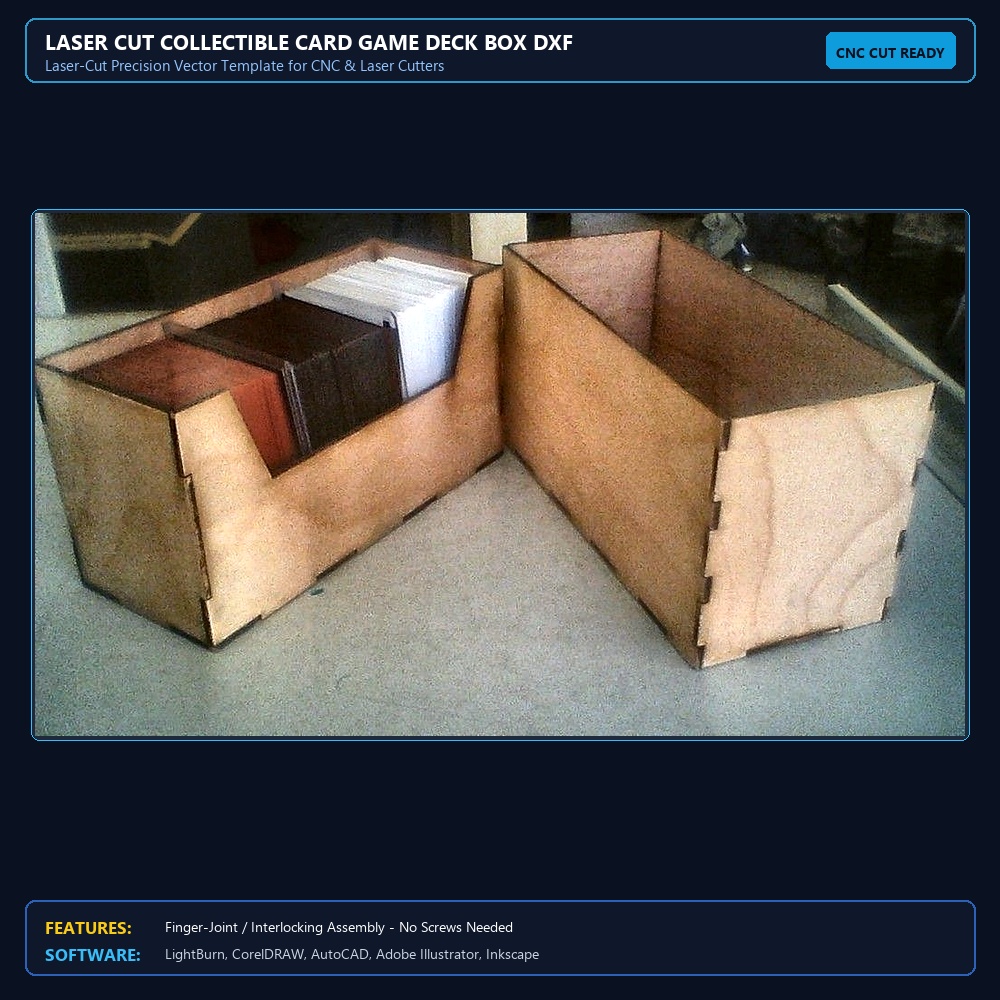 Laser Cut Collectible Card Game Deck Box DXF File Free Download - 3axis.co View 3