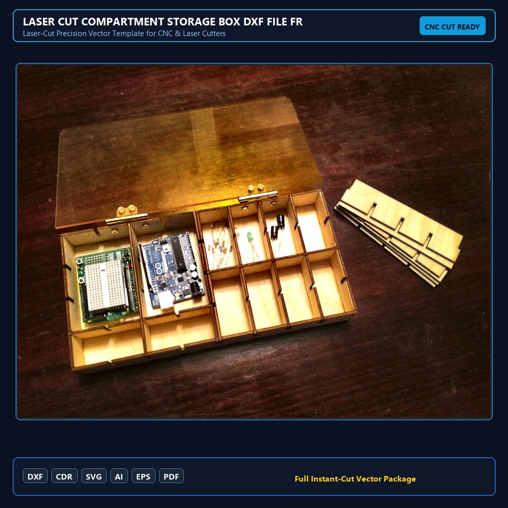 Laser Cut Compartment Storage Box DXF File Free Download - 3axis.co
