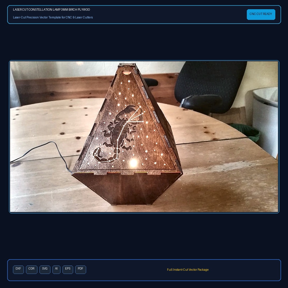 Laser Cut Constellation Lamp 3mm Birch Plywood DXF File Free Download - 3axis.co