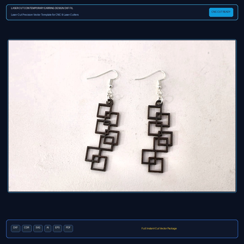 Laser Cut Contemporary Earring Design DXF File Free Download - 3axis.co