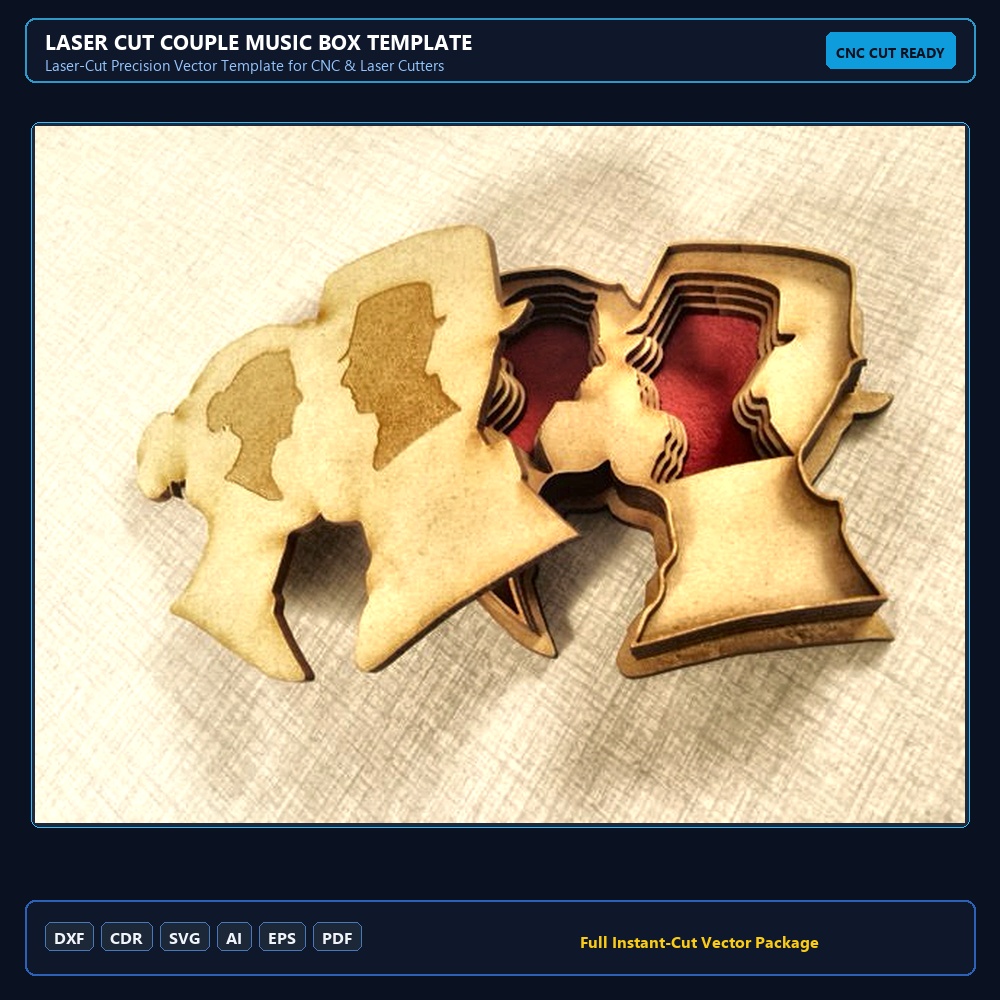 Laser Cut Couple Music Box Template