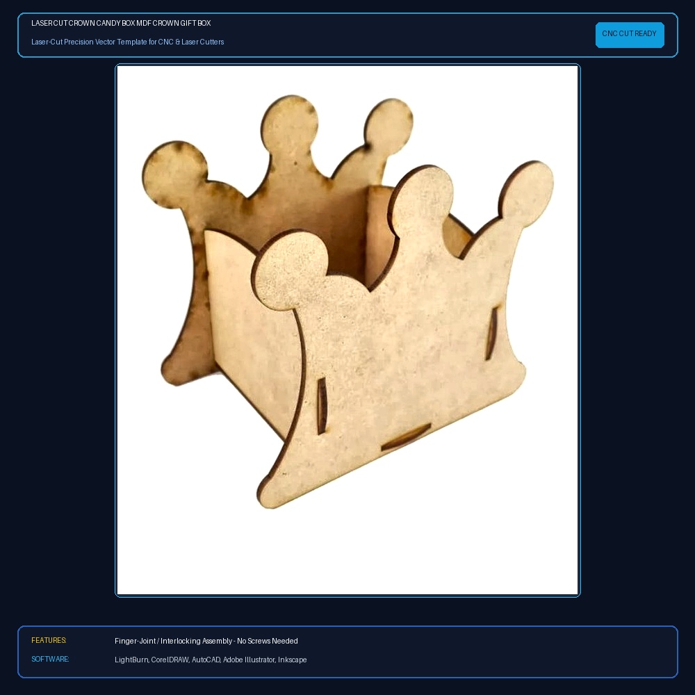 Laser Cut Crown Candy Box MDF Crown Gift Box View 5