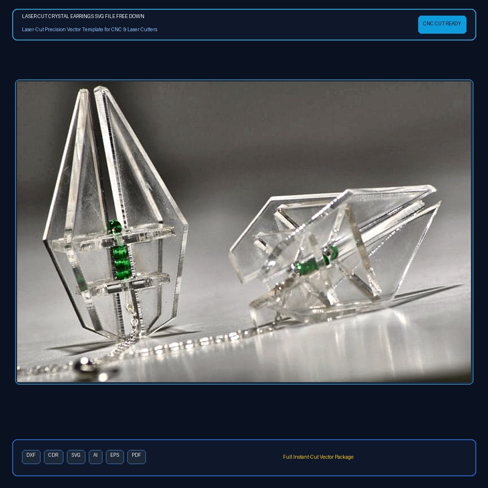 Laser Cut Crystal Earrings SVG File Free Download - 3axis.co