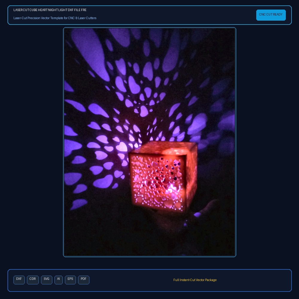 Laser Cut Cube Heart Night Light DXF File Free Download - 3axis.co